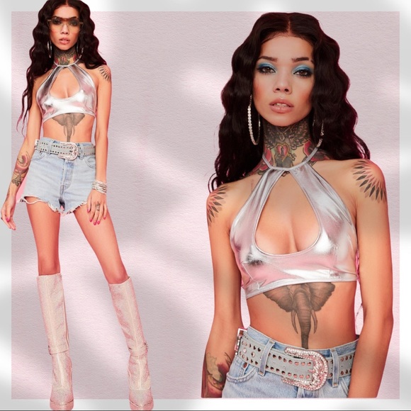 CHROME CROSSROADS CUTIE CROP TOP NWT BACKLESS - Picture 7 of 8